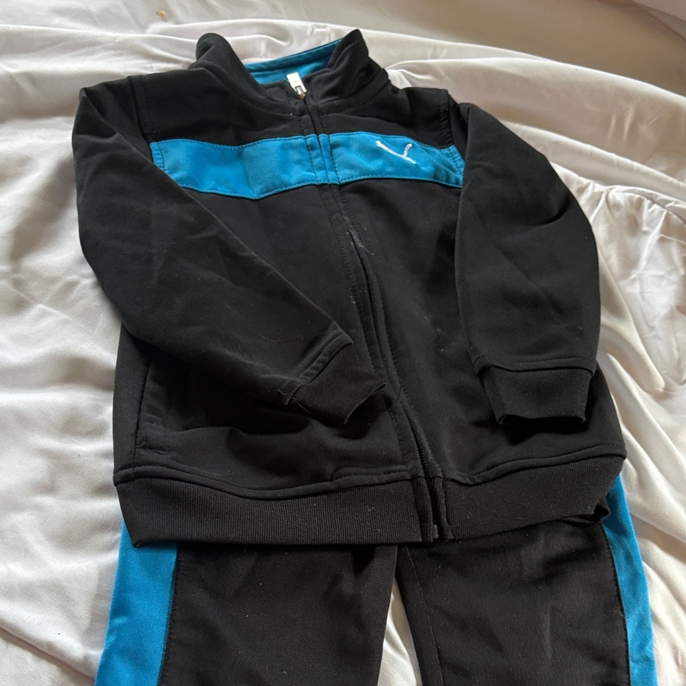 Puma Black and Blue Kids Track Suit Pants